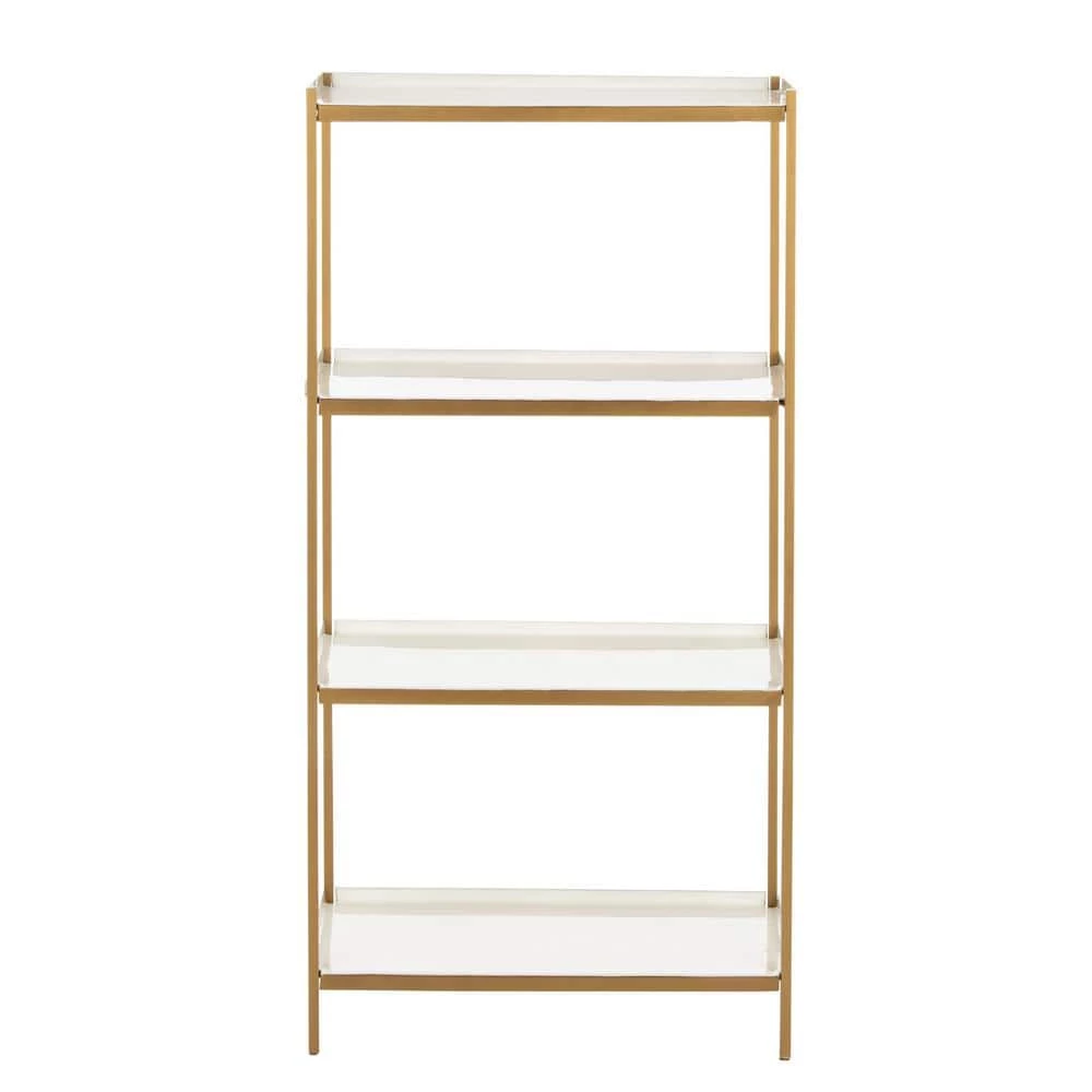 Daniella 40 in. White/Brass Metal 4-shelf Bookcase by SAFAVIEH 3 Daniella 40 in. White/Brass Metal 4-shelf Bookcase by SAFAVIEH