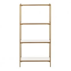 Daniella 40 in. White/Brass Metal 4-shelf Bookcase by SAFAVIEH 15 Daniella 40 in. White/Brass Metal 4-shelf Bookcase by SAFAVIEH -Safavieh Sales Store white brass safavieh bookcases bookshelves etg3200a 77 1000