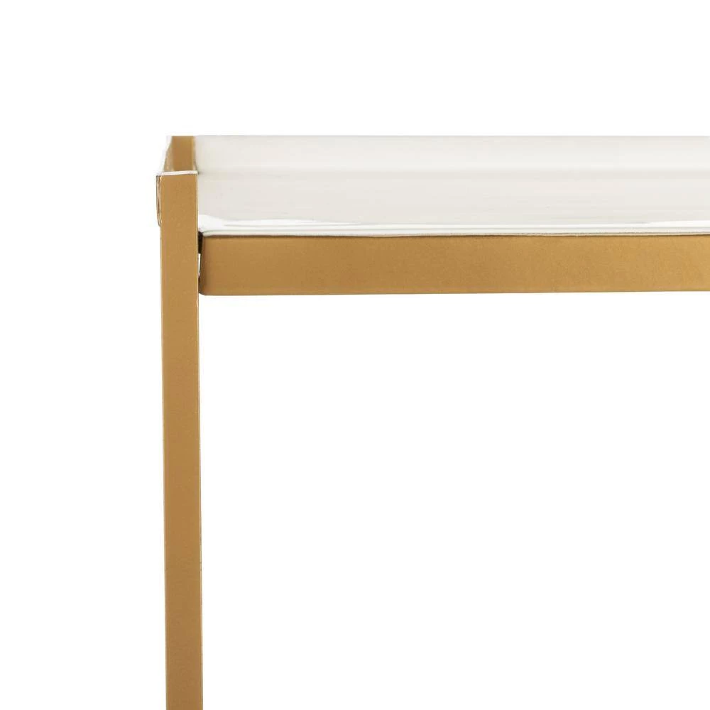 Daniella 40 in. White/Brass Metal 4-shelf Bookcase by SAFAVIEH 11 Daniella 40 in. White/Brass Metal 4-shelf Bookcase by SAFAVIEH - Image 9