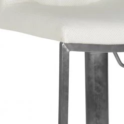 Ember 43.3 in. White/Silver Swivel Cushioned Bar Stool by SAFAVIEH -Safavieh Sales Store white chrome safavieh bar stools fox3009c 1f 1000