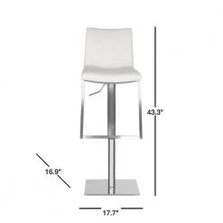 Ember 43.3 in. White/Silver Swivel Cushioned Bar Stool by SAFAVIEH -Safavieh Sales Store white chrome safavieh bar stools fox3009c 40 1000