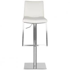 Ember 43.3 in. White/Silver Swivel Cushioned Bar Stool by SAFAVIEH