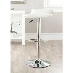 Kemonti Adjustable Height Chrome Swivel Cushioned Bar Stool by SAFAVIEH 17 Kemonti Adjustable Height Chrome Swivel Cushioned Bar Stool by SAFAVIEH -Safavieh Sales Store white chrome safavieh bar stools fox7518a 31 1000