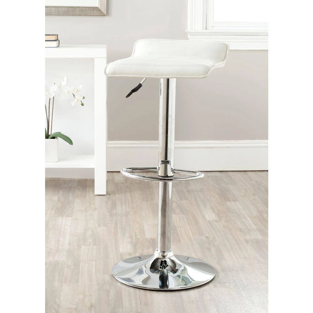 Kemonti Adjustable Height Chrome Swivel Cushioned Bar Stool by SAFAVIEH 10 Kemonti Adjustable Height Chrome Swivel Cushioned Bar Stool by SAFAVIEH - Image 8