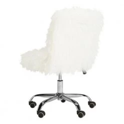 Whitney White/Chrome Faux Sheepskin Swivel Office Chair by SAFAVIEH -Safavieh Sales Store white chrome safavieh task chairs och4505a 1d 1000