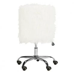 Whitney White/Chrome Faux Sheepskin Swivel Office Chair by SAFAVIEH -Safavieh Sales Store white chrome safavieh task chairs och4505a 66 1000