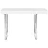 Berkley 54 in. White/Chrome 1-Drawer Writing Desk by SAFAVIEH -Safavieh Sales Store white chrome safavieh writing desks fox2200a 64 1000