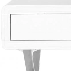 Hanover 44 in. White/Chrome 1-Drawer Writing Desk by SAFAVIEH -Safavieh Sales Store white chrome safavieh writing desks fox2207a 4f 1000