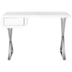 Hanover 44 in. White/Chrome 1-Drawer Writing Desk by SAFAVIEH