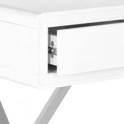 Hanover 44 in. White/Chrome 1-Drawer Writing Desk by SAFAVIEH -Safavieh Sales Store white chrome safavieh writing desks fox2207a 77 1000