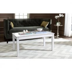 Crispis 39 in. White Wood Coffee Table by SAFAVIEH