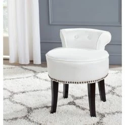 Georgia White Vanity Stool by SAFAVIEH