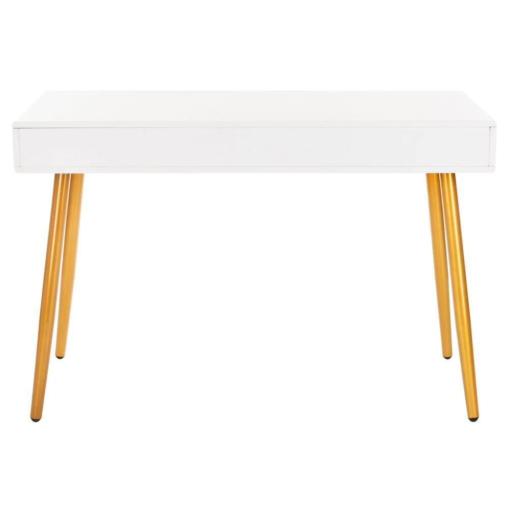 Jorja 43.3 in. White/Gold 1-Drawer Writing Desk by SAFAVIEH 9 Jorja 43.3 in. White/Gold 1-Drawer Writing Desk by SAFAVIEH - Image 7