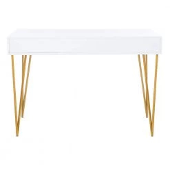 Pine 43.3 in. White/Gold 2-Drawer Writing Desk by SAFAVIEH -Safavieh Sales Store white gold safavieh writing desks fox2238c 4f 1000
