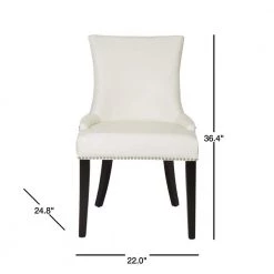 Lester 19 in. Black/White Leather Dining Chair (Set of 2) by SAFAVIEH -Safavieh Sales Store white leather espresso safavieh dining chairs mcr4709n set2 40 1000