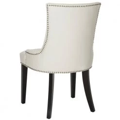 Lester 19 in. Black/White Leather Dining Chair (Set of 2) by SAFAVIEH -Safavieh Sales Store white leather espresso safavieh dining chairs mcr4709n set2 44 1000
