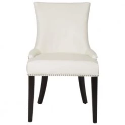 Lester 19 in. Black/White Leather Dining Chair (Set of 2) by SAFAVIEH -Safavieh Sales Store white leather espresso safavieh dining chairs mcr4709n set2 4f 1000