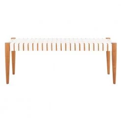 Amalia 47 in. Brown/White Faux Leather Entryway Bench by SAFAVIEH