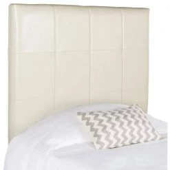 Quincy White Twin Faux Leather Upholstered Headboard by SAFAVIEH -Safavieh Sales Store white leather safavieh headboards mcr4044c t 4f 1000