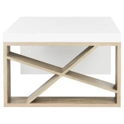 Carlton 48 in. White/Natural Large Rectangle Wood Coffee Table with Storage by SAFAVIEH -Safavieh Sales Store white light gray safavieh coffee tables fox4236a fa 1000