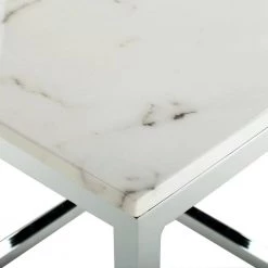 Bethany White/Chrome End Table by SAFAVIEH -Safavieh Sales Store white marble chrome safavieh end side tables acc6201b 44 1000