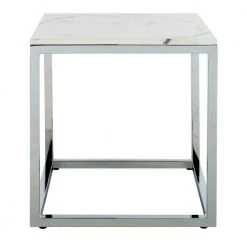 Bethany White/Chrome End Table by SAFAVIEH