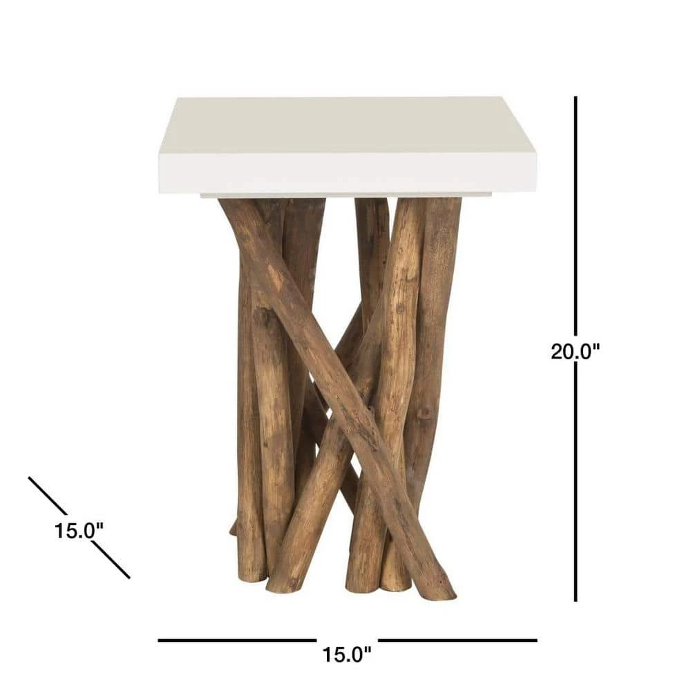 Hartwick White/Beige Side Table by SAFAVIEH 4 Hartwick White/Beige Side Table by SAFAVIEH - Image 2