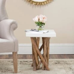 Hartwick White/Beige Side Table by SAFAVIEH