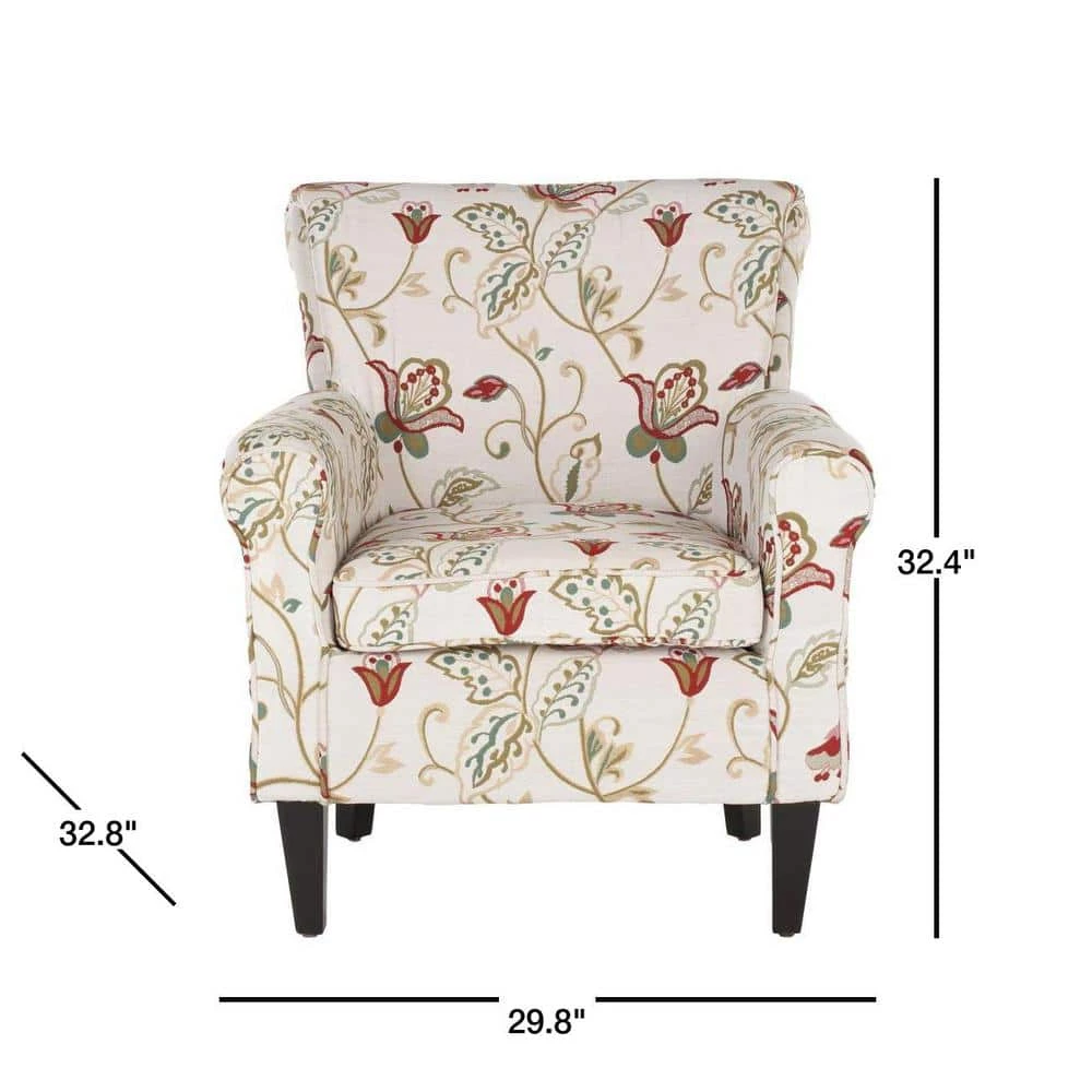 Hazina White/Red Club Arm Chair by SAFAVIEH 5 Hazina White/Red Club Arm Chair by SAFAVIEH - Image 3