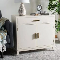 Nigel 1-Drawer White Nightstand Chest by SAFAVIEH