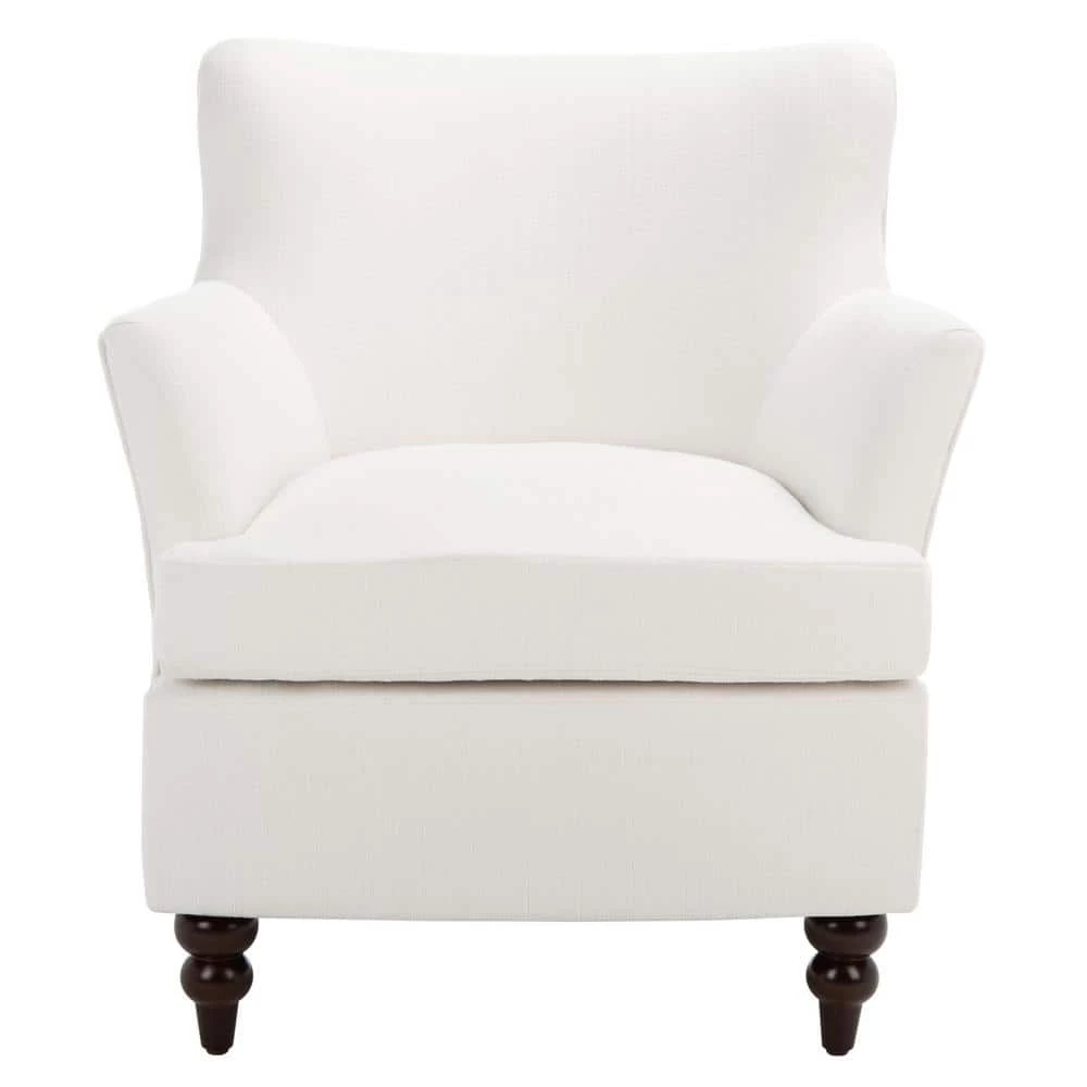 Levin White Upholstered Accent Chairs by SAFAVIEH 3 Levin White Upholstered Accent Chairs by SAFAVIEH