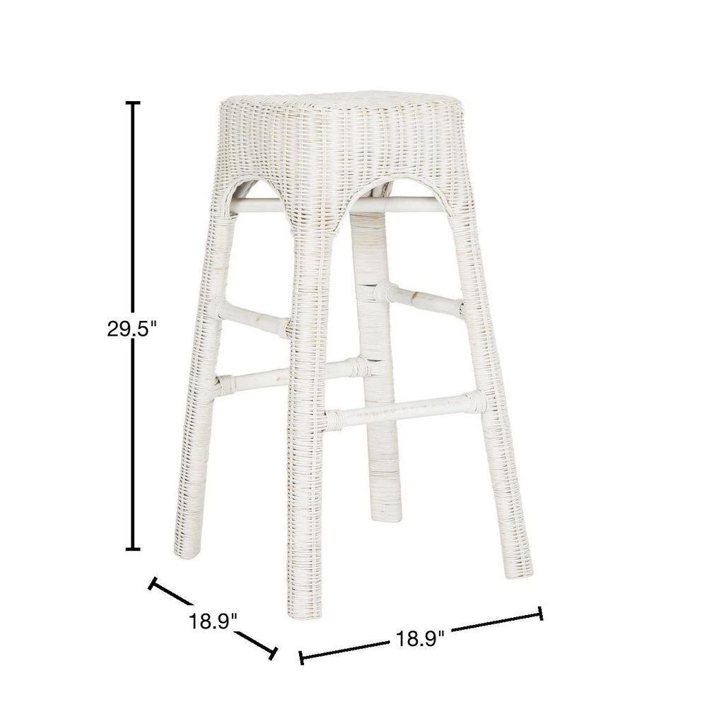 Percy 29.5 in. Wicker Counter Stool in White Distress by SAFAVIEH 5 Percy 29.5 in. Wicker Counter Stool in White Distress by SAFAVIEH - Image 3