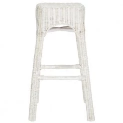 Percy 29.5 in. Wicker Counter Stool in White Distress by SAFAVIEH