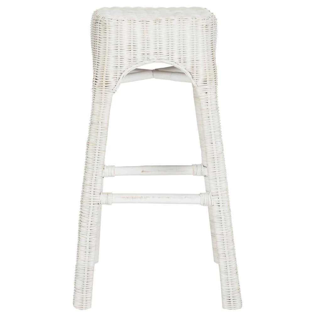 Percy 29.5 in. Wicker Counter Stool in White Distress by SAFAVIEH 3 Percy 29.5 in. Wicker Counter Stool in White Distress by SAFAVIEH