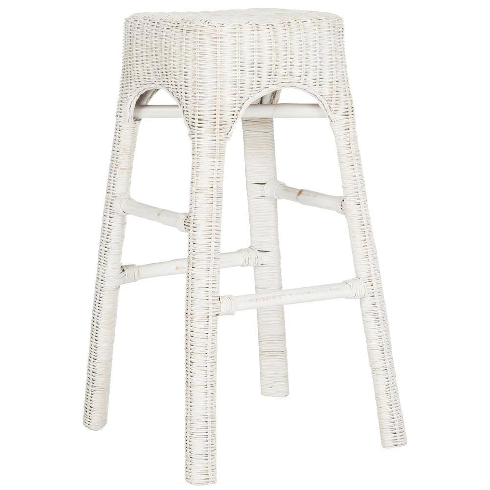 Percy 29.5 in. Wicker Counter Stool in White Distress by SAFAVIEH 4 Percy 29.5 in. Wicker Counter Stool in White Distress by SAFAVIEH - Image 2