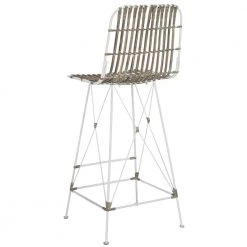 Minerva 29.5 in. Off-White Wicker Bar Stool (Set of 2) by SAFAVIEH -Safavieh Sales Store white safavieh bar stools wik6508c set2 1f 1000
