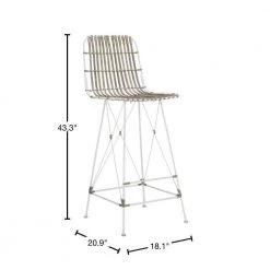 Minerva 29.5 in. Off-White Wicker Bar Stool (Set of 2) by SAFAVIEH -Safavieh Sales Store white safavieh bar stools wik6508c set2 40 1000