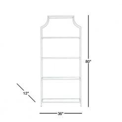 Slater 80 in. White Metal 4-shelf Bookcase by SAFAVIEH -Safavieh Sales Store white safavieh bookcases bookshelves fox6298a 40 1000