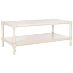 Bela 48 in. White Wood Coffee Table with Shelf by SAFAVIEH -Safavieh Sales Store white safavieh coffee tables amh5734b c3 1000