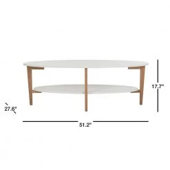 Woodruff 52 in. White/Brown Wood Coffee Table with Shelf by SAFAVIEH -Safavieh Sales Store white safavieh coffee tables fox8201a 40 1000