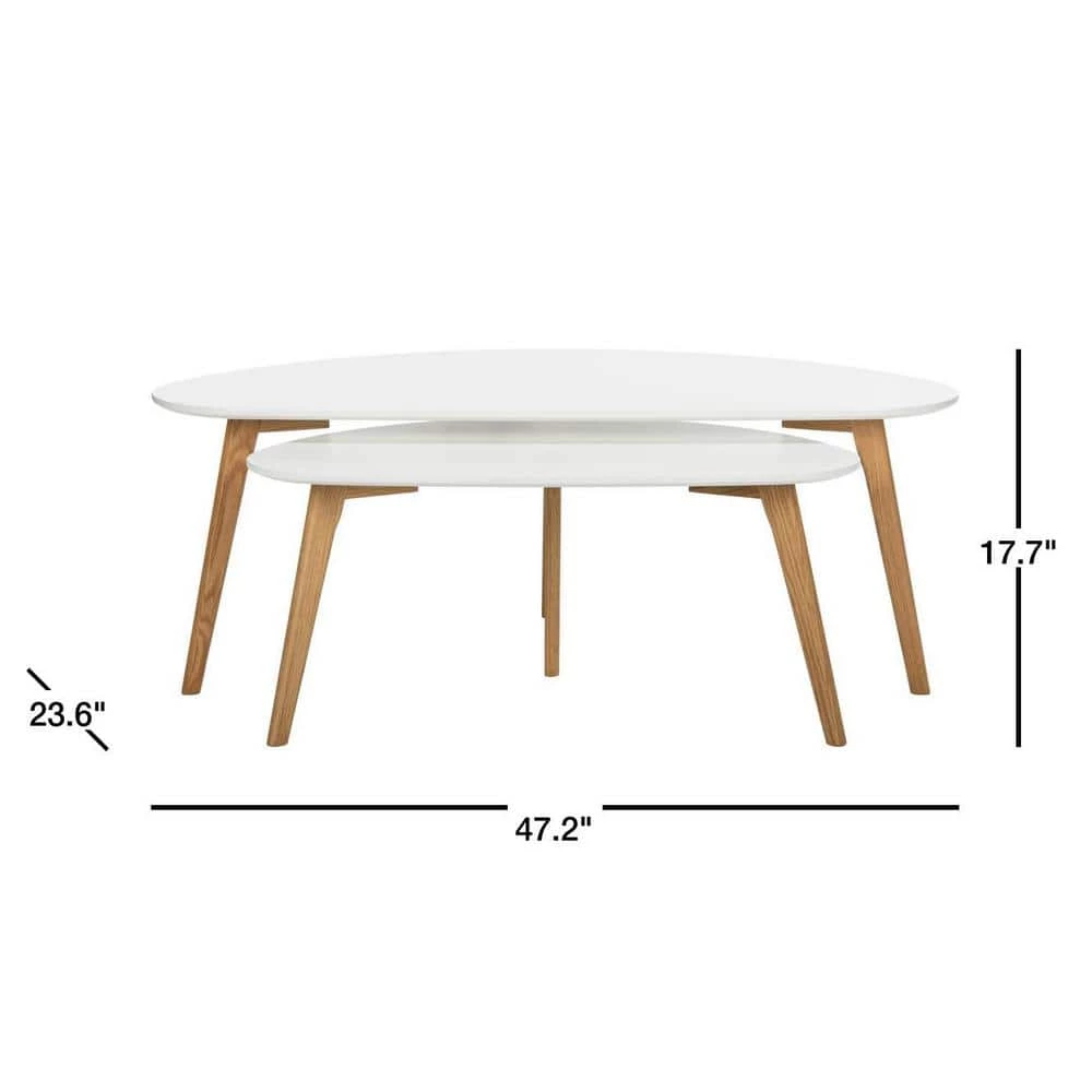 Olida 48 in. White Wood Coffee Table by SAFAVIEH 4 Olida 48 in. White Wood Coffee Table by SAFAVIEH - Image 2