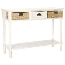 Winifred 45 in. 3-Drawer White Wood Console Table by SAFAVIEH -Safavieh Sales Store white safavieh console tables amh5730b 4f 1000