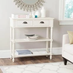 Salem 36 in. 2-Drawer White Wood Console Table by SAFAVIEH
