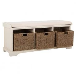 Lonan White Storage Bench by SAFAVIEH -Safavieh Sales Store white safavieh dining benches amh5733c 4f 1000
