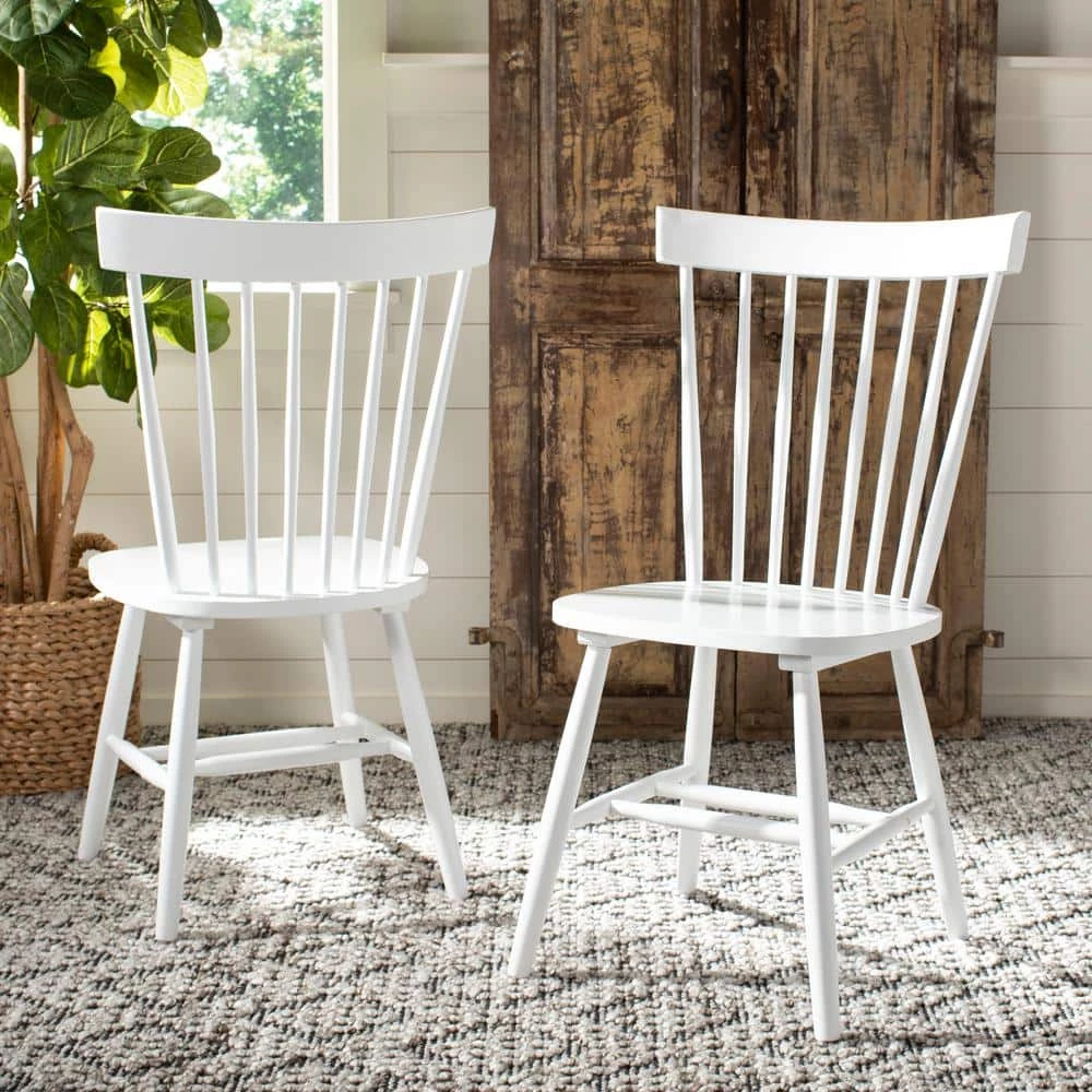 Riley White Wood Dining Chair (Set of 2) by SAFAVIEH 4 Riley White Wood Dining Chair (Set of 2) by SAFAVIEH - Image 2