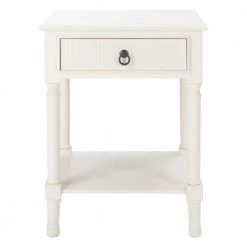 Haines 19 in. White Rectangle Wood Storage End Table by SAFAVIEH