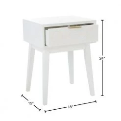 Keya 18 in. White Rectangle Wood Storage End Table by SAFAVIEH -Safavieh Sales Store white safavieh end side tables acc6601a 40 1000
