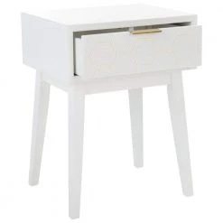 Keya 18 in. White Rectangle Wood Storage End Table by SAFAVIEH -Safavieh Sales Store white safavieh end side tables acc6601a 4f 1000