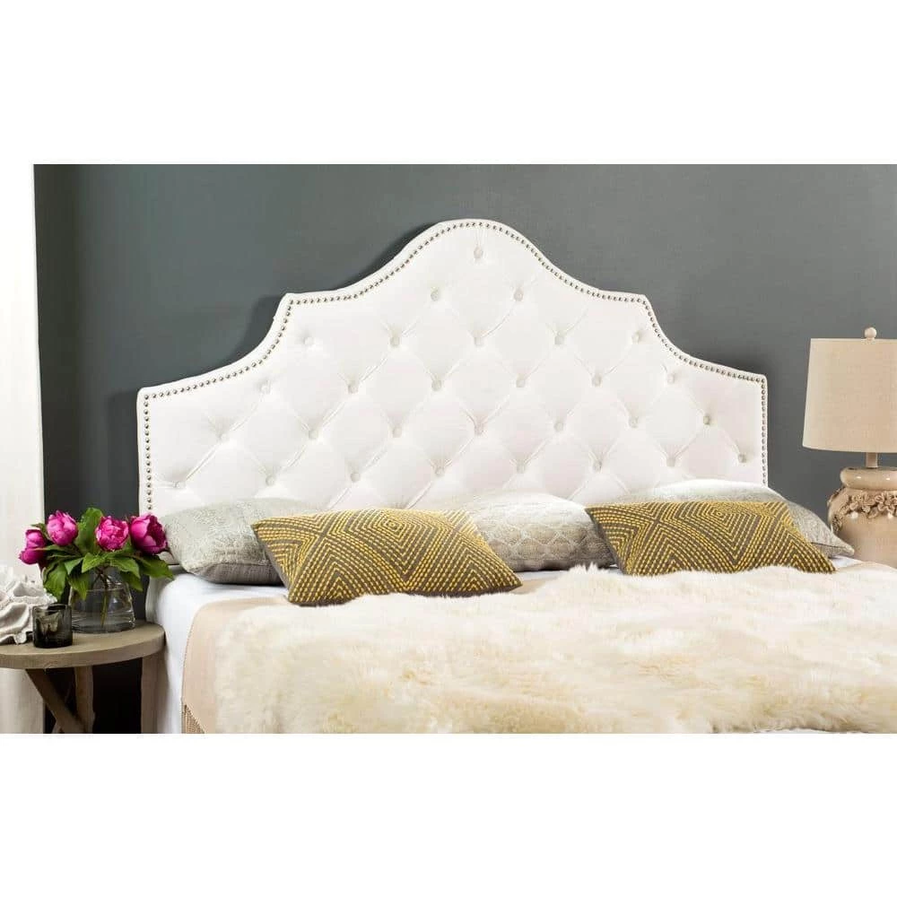 Arebelle White Full Upholstered Headboard by SAFAVIEH 4 Arebelle White Full Upholstered Headboard by SAFAVIEH - Image 2