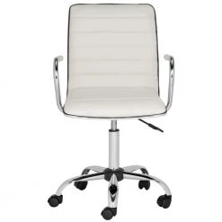 Jonika White Faux Leather Office Chair by SAFAVIEH